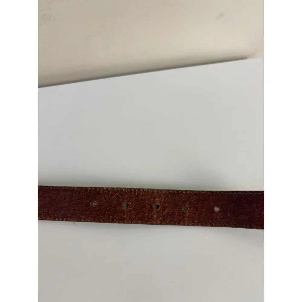 Vtg 90s Donna Katz Brown Genuine Leather Belt Whipstitch Western Boho M/L